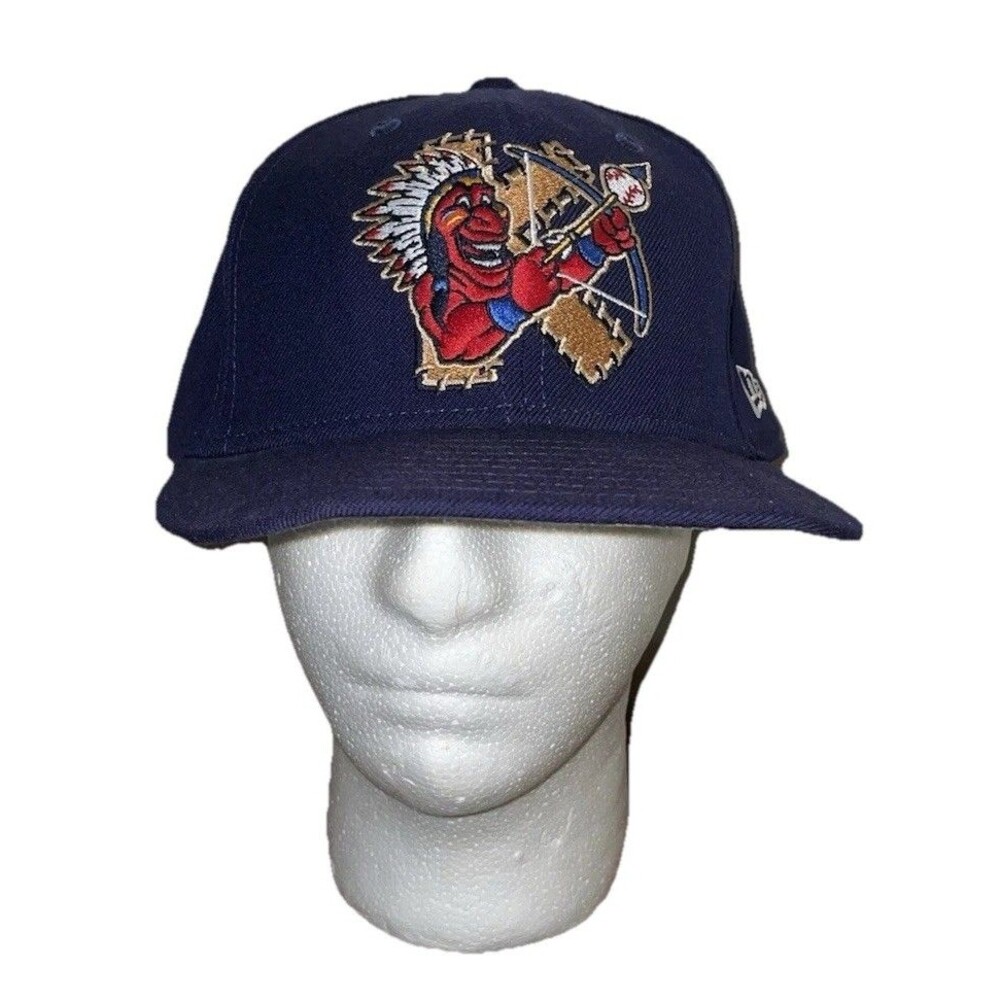 New Era Kinston Indians Baseball Hat 7 7/8 MILB Tom E Hawk XL Fitted Ball Cap NC